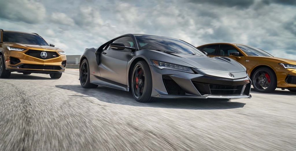 New 2022 Acura NSX Type S, TLX Type S, and MDX Type S driving