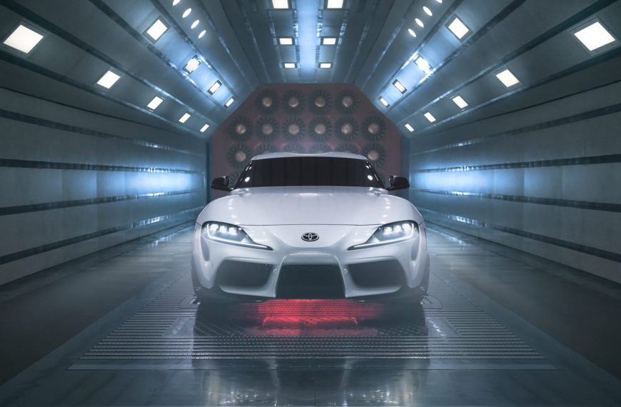 2022 Toyota GR Supra A91 CF (Carbon Fiber) Edition with Absolute Zero paint in a Wind Tunnel